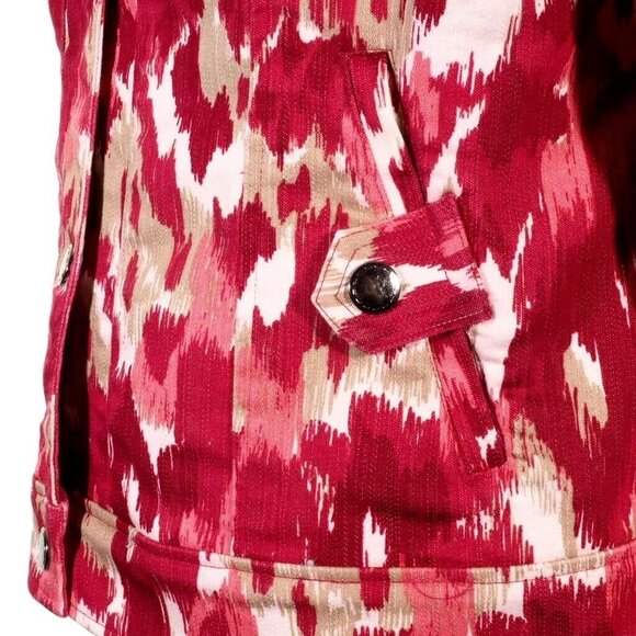 Christopher Banks Women Jacket Size M Stretch Denim Red Multi Snaps Camo - Picture 8 of 10